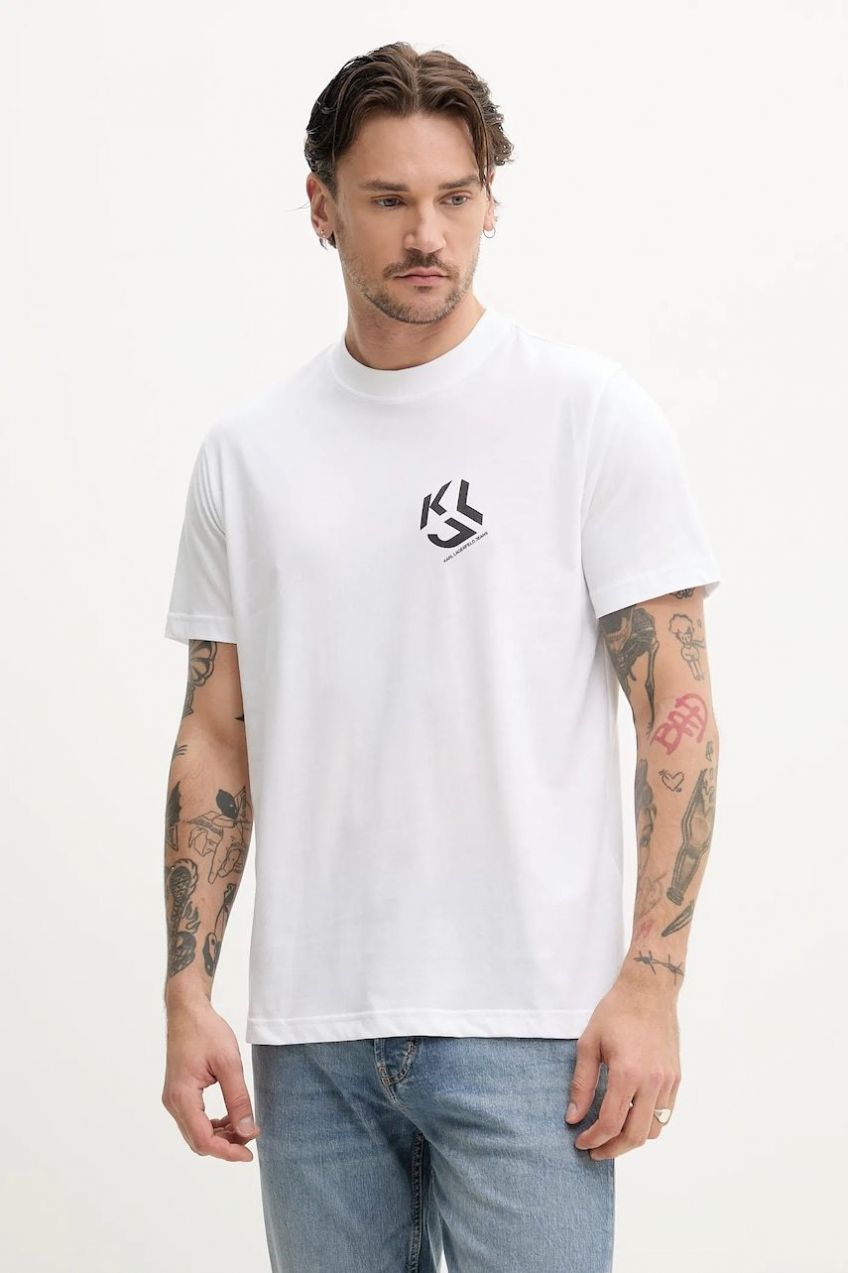 Tričko Karl Lagerfeld Jeans pánske, biela farba, s potlačou, A2M17072
