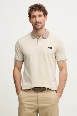 Polo tričko Calvin Klein pánske, béžová farba, jednofarebné, K10K113832