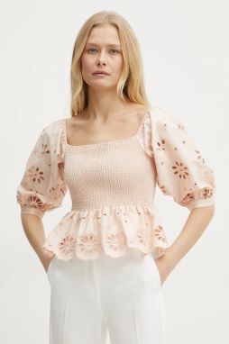 Bavlnená blúzka Fracomina dámska, oranžová farba, jednofarebná, FJ25ST1001W400E5