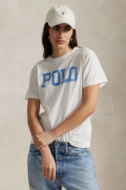 Bavlnené tričko Polo Ralph Lauren dámske, biela farba, 211965096