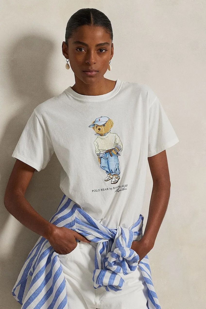 Bavlnené tričko Polo Ralph Lauren dámske, biela farba, 211965107