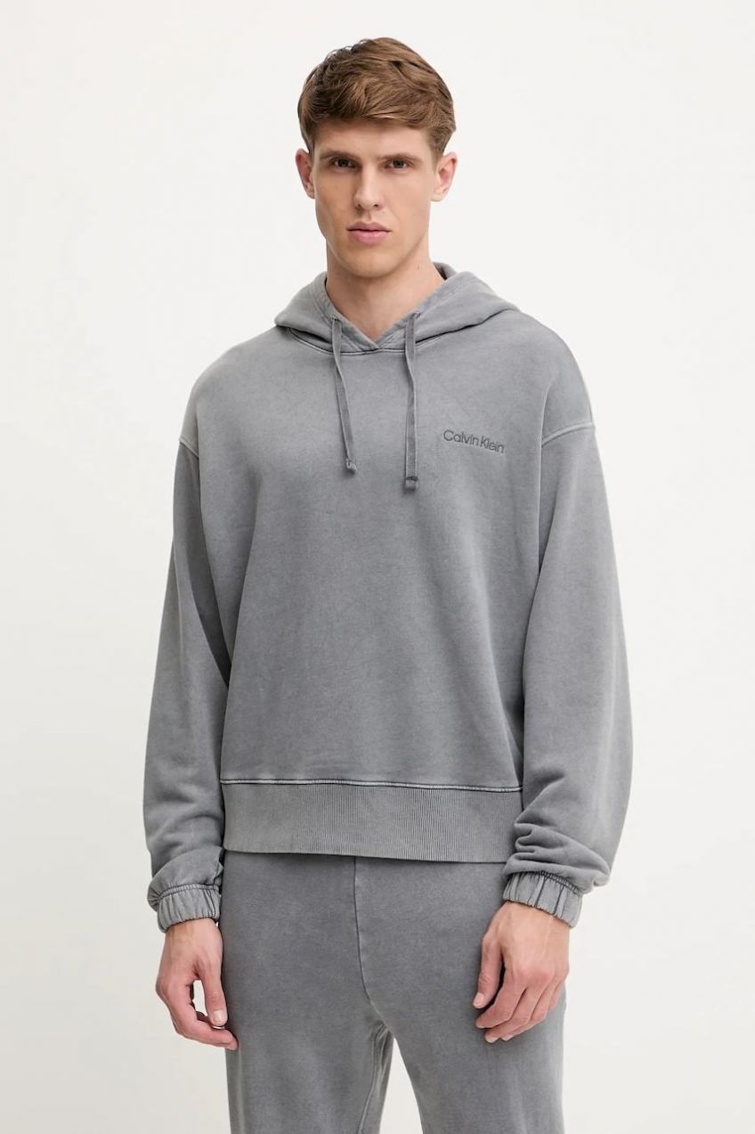 Mikina s kapucňou Calvin Klein Underwear šedá farba, s kapucňou, jednofarebná, LV00NM2894