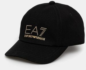 Bavlnená šiltovka EA7 Emporio Armani čierna farba, s nášivkou, AF13009.7W000327