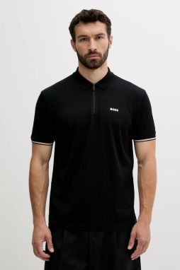 Bavlnené polo tričko BOSS Green čierna farba, jednofarebné, 50538177