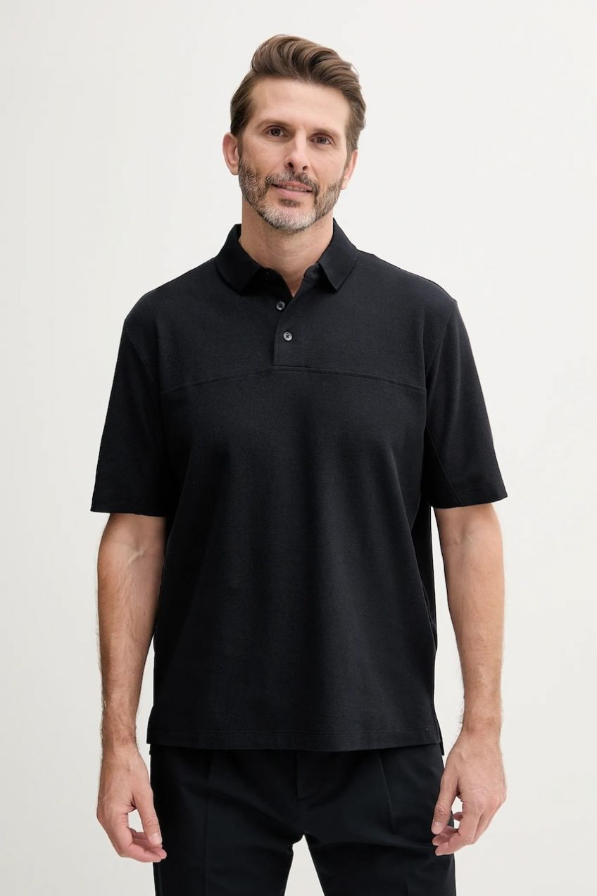 Bavlnené polo tričko Armani Exchange tmavomodrá farba, jednofarebné, XM000357 AF12758