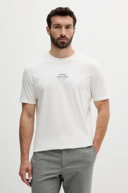 Bavlnené tričko Armani Exchange pánske, biela farba, s nášivkou, XM000761 AF12308