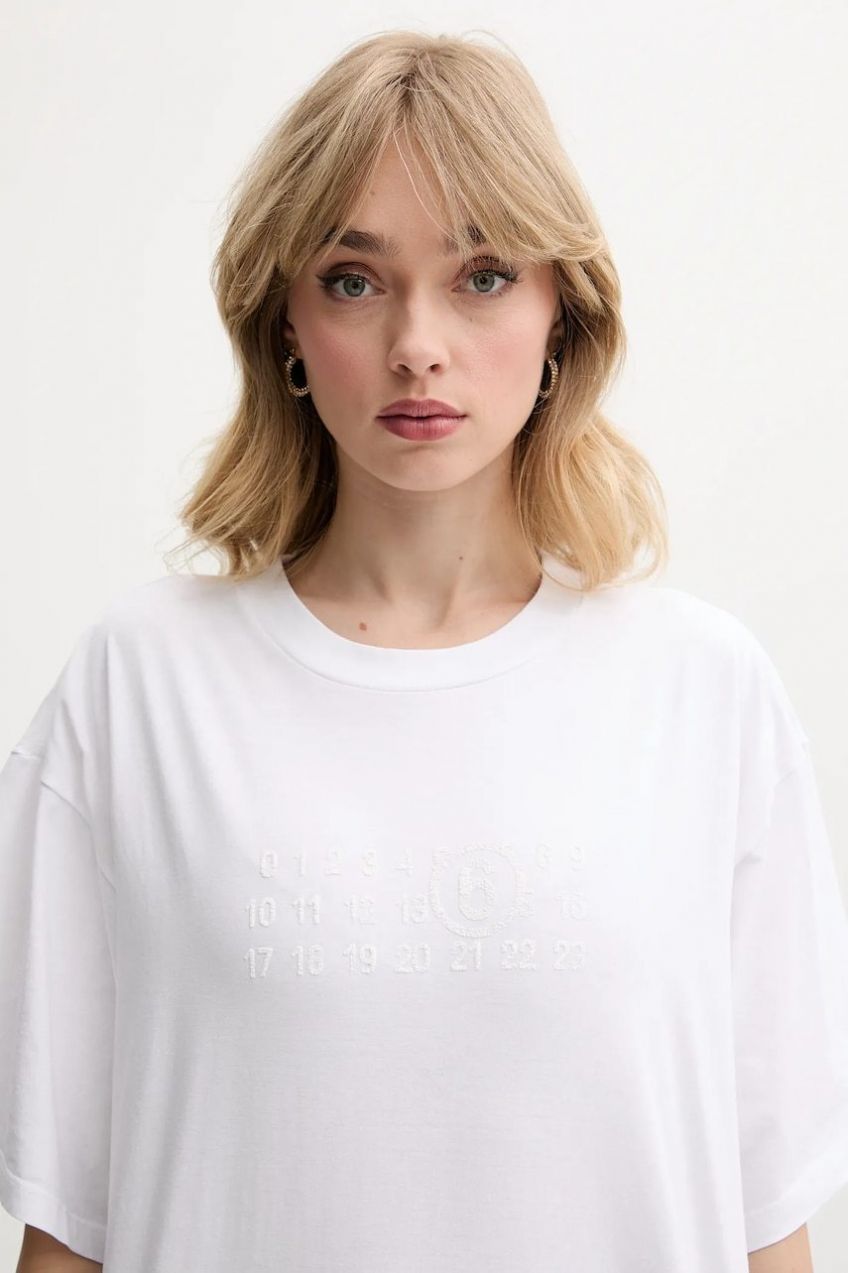 Bavlnené tričko MM6 Maison Margiela dámske, biela farba, S62GD0202