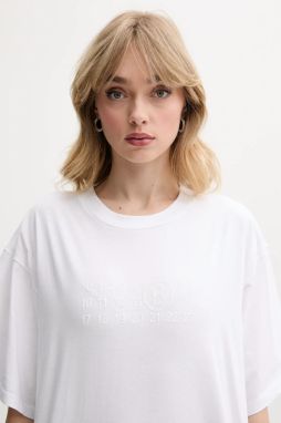 Bavlnené tričko MM6 Maison Margiela dámske, biela farba, S62GD0202