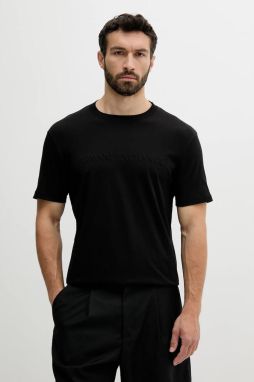 Bavlnené tričko Armani Exchange pánske, čierna farba, s nášivkou, XM000554 AF10356