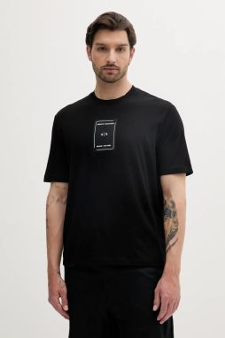 Bavlnené tričko Armani Exchange pánske, čierna farba, s nášivkou, XM000570 AF10356