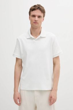 Bavlnené polo tričko Calvin Klein Jeans biela farba, jednofarebné, LV04RB282G