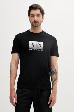 Bavlnené tričko Armani Exchange pánske, čierna farba, s potlačou, XM000555 AF10358