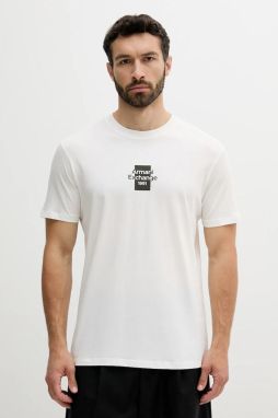 Bavlnené tričko Armani Exchange pánske, biela farba, s potlačou, XM000767 AF12308