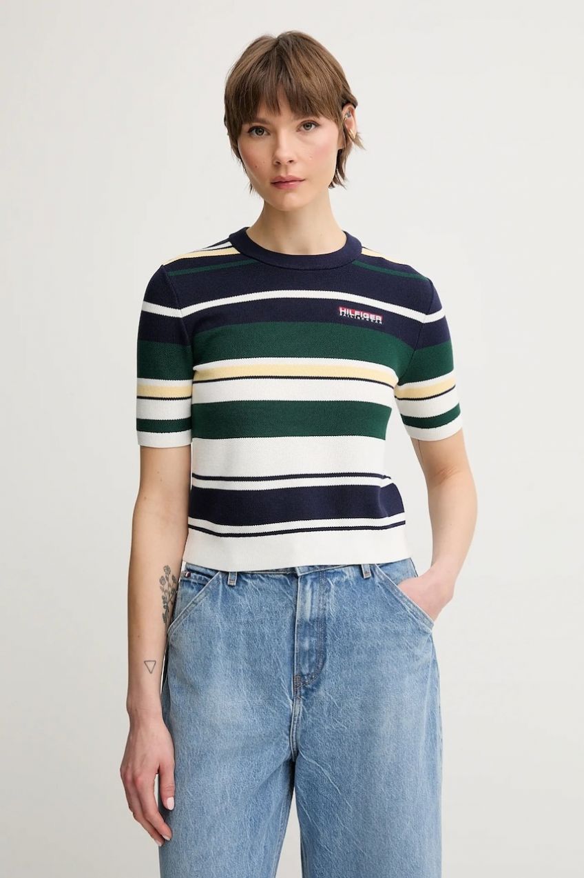 Tričko Tommy Hilfiger SAILING dámske, tmavomodrá farba, WW0WW45596