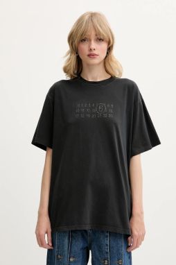 Bavlnené tričko MM6 Maison Margiela dámske, čierna farba, S62GD0202