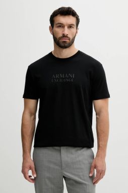 Bavlnené tričko Armani Exchange pánske, čierna farba, jednofarebné, XM000553 AF10334