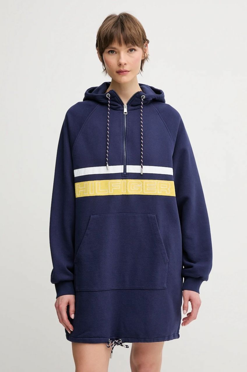 Bavlnená mikina Tommy Hilfiger SAILING tmavomodrá farba, s kapucňou, s nášivkou, WW0WW45599