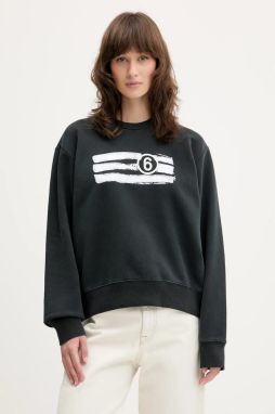 Bavlnená mikina MM6 Maison Margiela čierna farba, s potlačou, S62GU0139