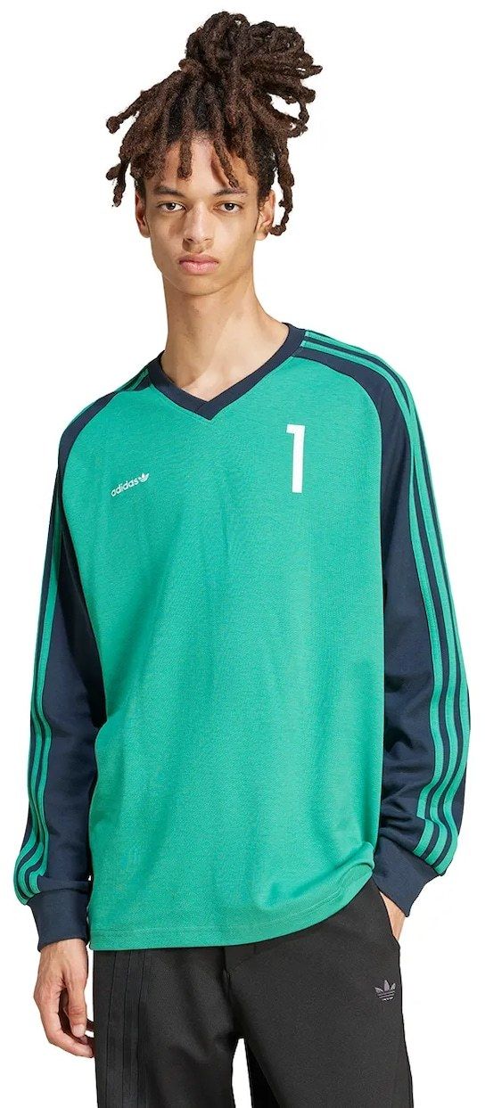 Tričko s dlhým rukávom adidas Originals JERSEY pánske, zelená farba, s potlačou, JC8373