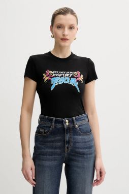Tričko Versace Jeans Couture dámske, čierna farba, 78HAH606 J0035