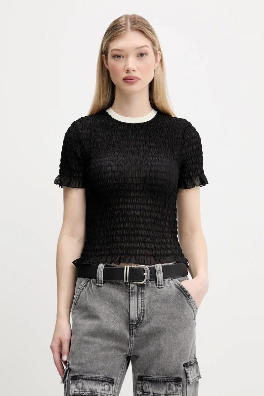 Tričko Guess Originals dámske, čierna farba, W5GP51 KBBF2