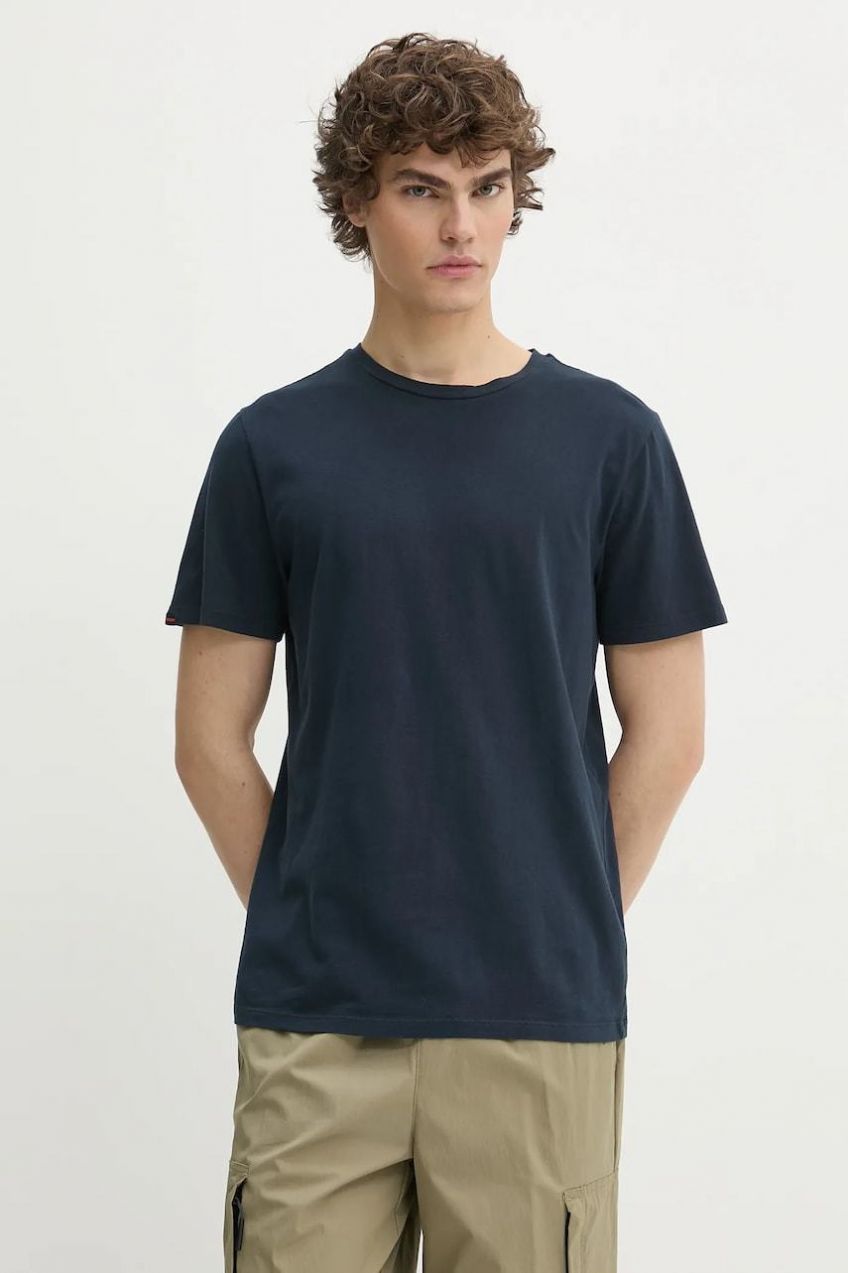 Bavlnené tričko Superdry pánske, tmavomodrá farba, jednofarebné, M1012226A-98T