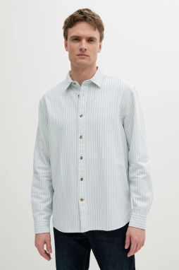 Bavlnená košeľa Barbour Fenfield Oxford Stripe Relaxed Fit Shirt tyrkysová farba, voľný strih, s klasickým golierom, MSH5586