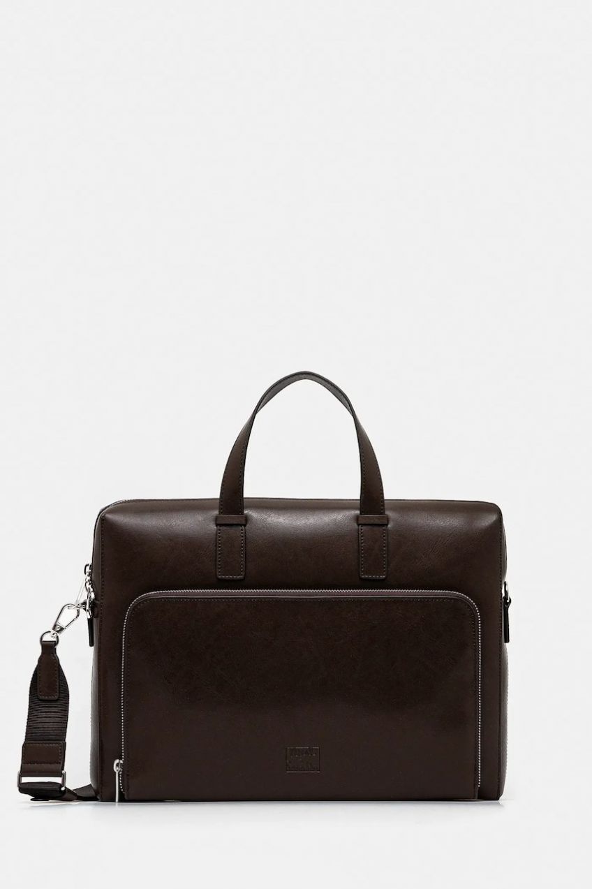 Kožená taška na notebook Paul Smith hnedá farba, M1A-8082-PSOFTL
