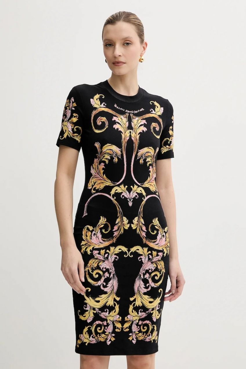 Šaty Versace Jeans Couture čierna farba, mini, priliehavé, 78HAO9P9 JS466