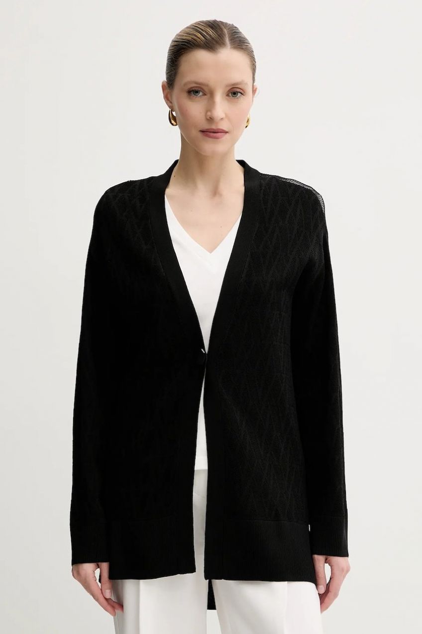 Kardigán Armani Exchange čierna farba, ľahké, XW000579 AF12875