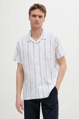 Košeľa Barbour Garnock Stripe S/S Regular Fit Shirt biela farba, voľný strih, s klasickým golierom, MSH5608