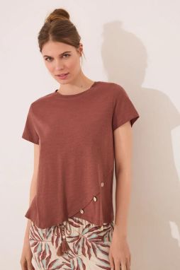 Bavlnené tričko women'secret dámske, hnedá farba, 3279709