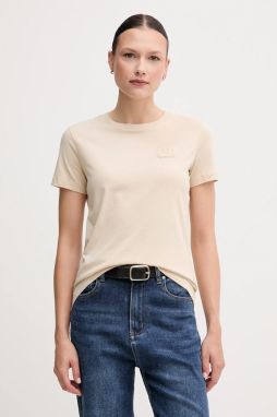 Bavlnené tričko Armani Exchange dámske, béžová farba, XW000831 AF10356