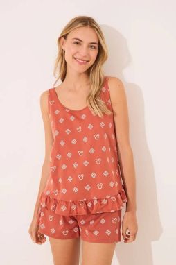 Bavlnené pyžamo women'secret Mickey Mouse oranžová farba, bavlnené, 3139894