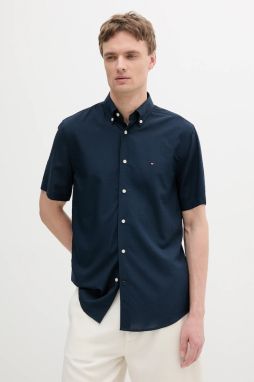 Košeľa Tommy Hilfiger tmavomodrá farba, voľný strih, s golierom button-down, MW0MW38576