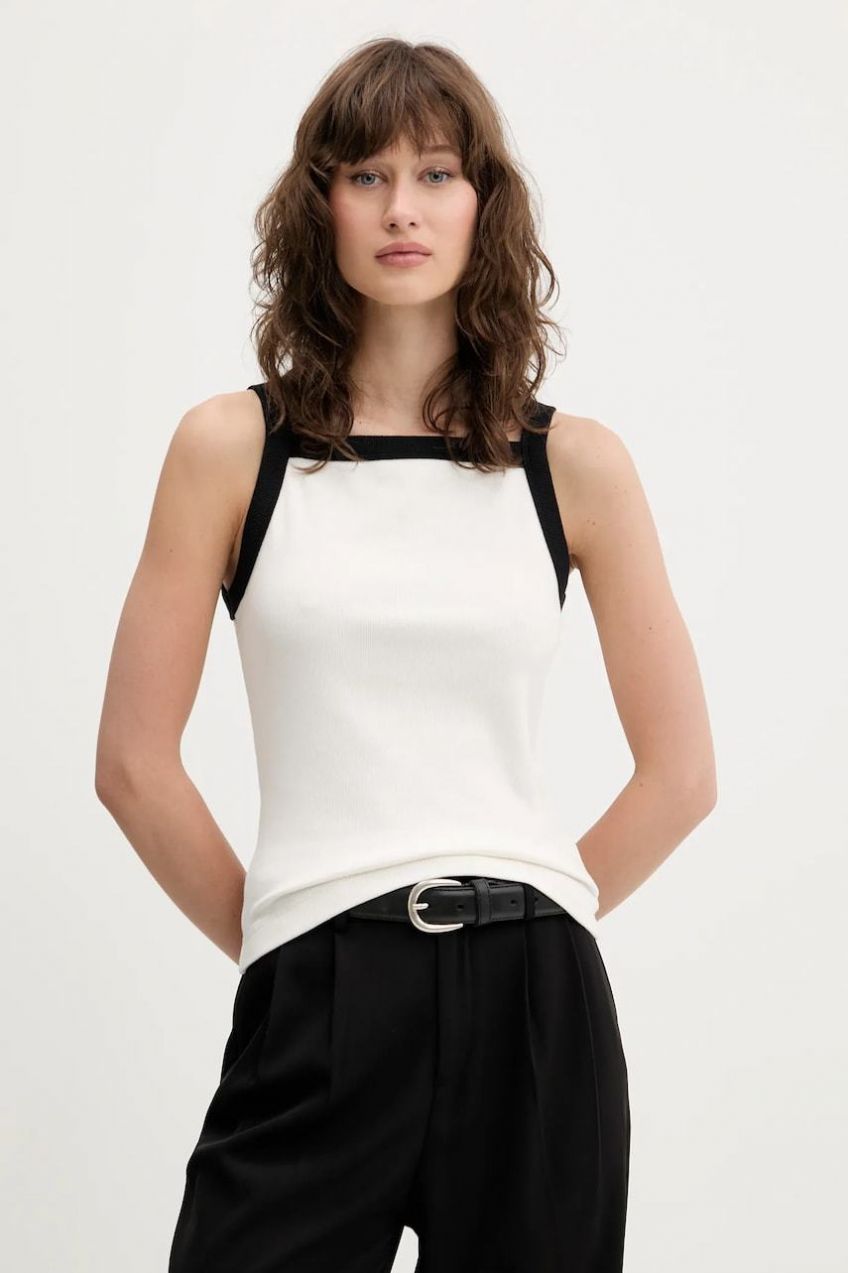 Top Abercrombie & Fitch biela farba, KI139-5318