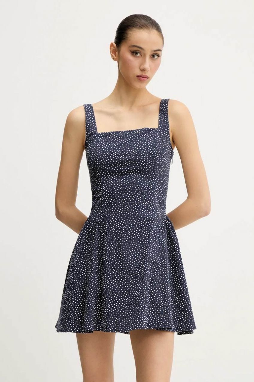 Šaty Abercrombie & Fitch tmavomodrá farba, mini, áčkový strih, KI159-5485
