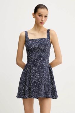 Šaty Abercrombie & Fitch tmavomodrá farba, mini, áčkový strih, KI159-5485