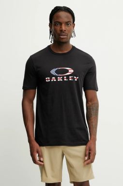 Bavlnené tričko Oakley BARK 2.0 pánske, čierna farba, s potlačou, FOA402167