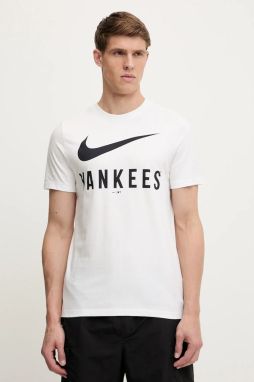 Bavlnené tričko Nike New York Yankees pánske, biela farba, s potlačou, N199-10A-NK-PA7