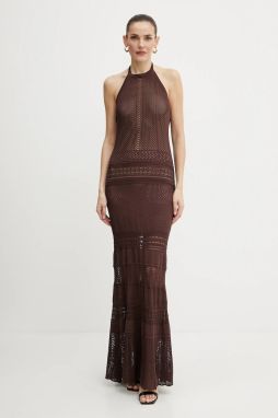 Šaty Twinset hnedá farba, maxi, priliehavé, 251TT3105