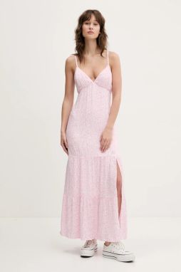 Šaty Hollister Co. biela farba, maxi, áčkový strih, KI359-5064