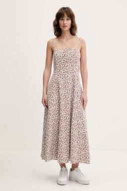 Šaty Abercrombie & Fitch biela farba, midi, áčkový strih, KI159-5481