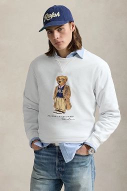 Mikina Polo Ralph Lauren Lscnm4 Long Sleeve biela farba, s potlačou, 710973161
