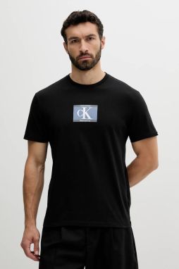 Bavlnené tričko Calvin Klein pánske, čierna farba, s potlačou, LV04RC854G