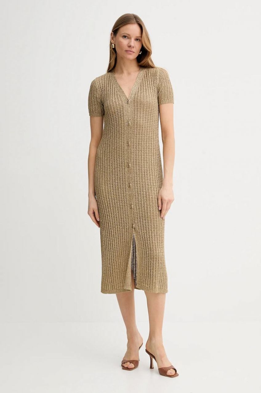 Šaty Twinset zelená farba, midi, priliehavé, 251TT3190