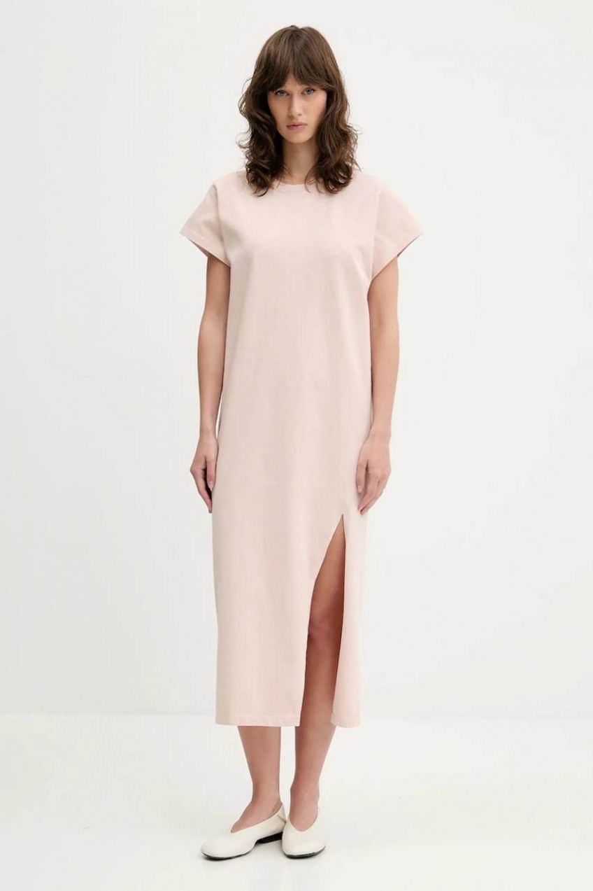 Bavlnené šaty IRO béžová farba, midi, oversize, WM33LITONYA