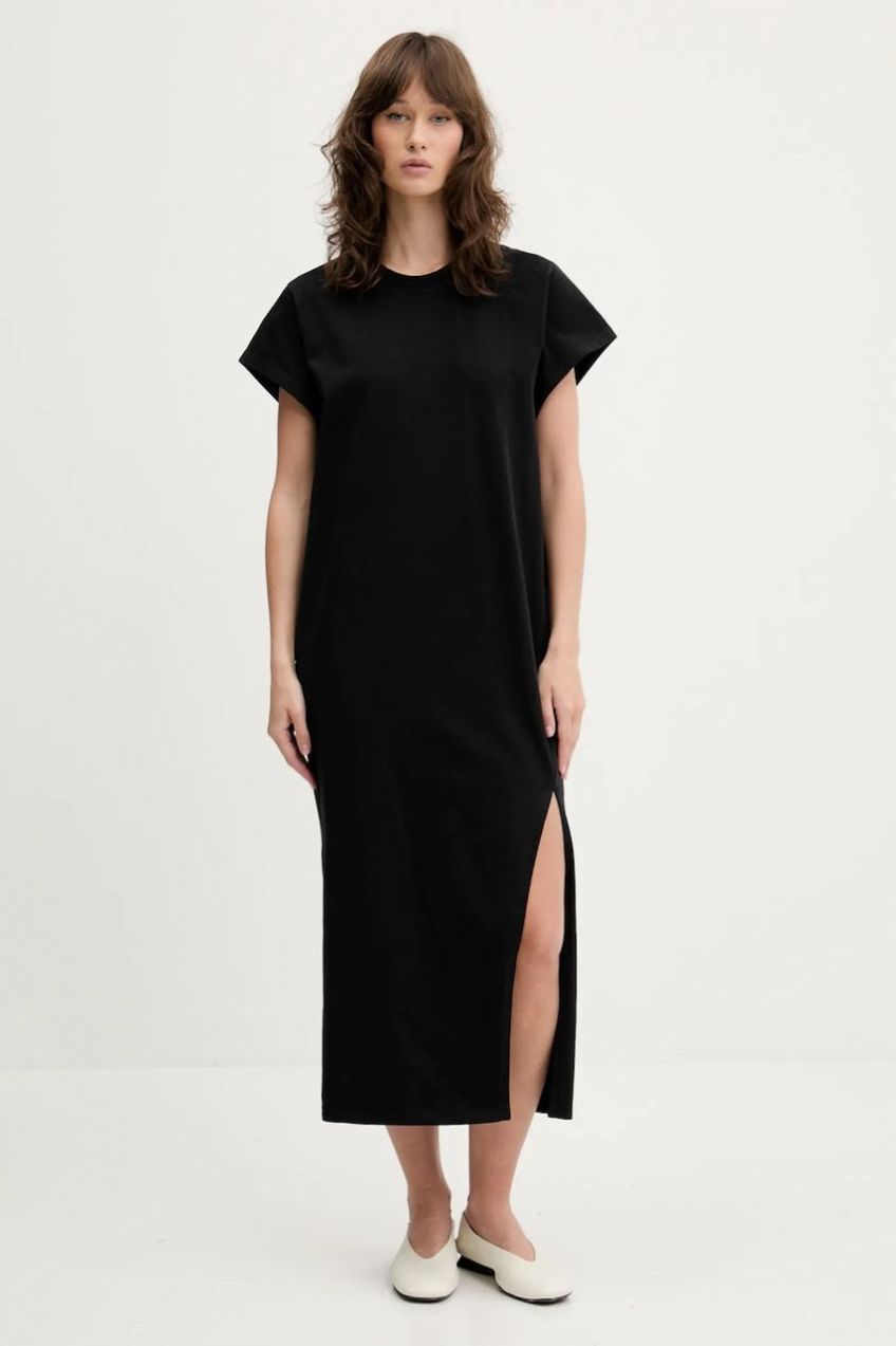 Bavlnené šaty IRO čierna farba, maxi, oversize, WF33LITONYA