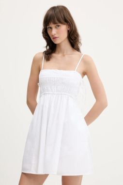 Šaty Abercrombie & Fitch biela farba, mini, áčkový strih, KI159-5820