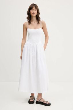 Šaty Abercrombie & Fitch biela farba, maxi, áčkový strih, KI159-5842